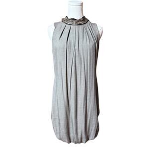 Xetra Gray Sleeveless Knee Length Dress Size S Viscose/Wool Blend Made in Italy